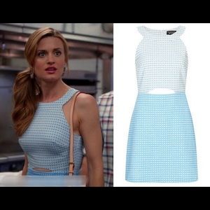 TOPSHOP Gingham A-Line Cutout Dress, US size 10